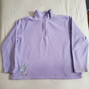 Disney Store Purple Tinkerbell Fleece Quarter Zip Pullover Women's Size XL.